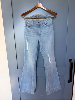 Kimes Ranch Light Blue Flared Jeans with Subtle Distress